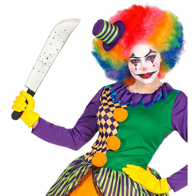 Halloweenowy sztuczny nóż z krwią 54 cm