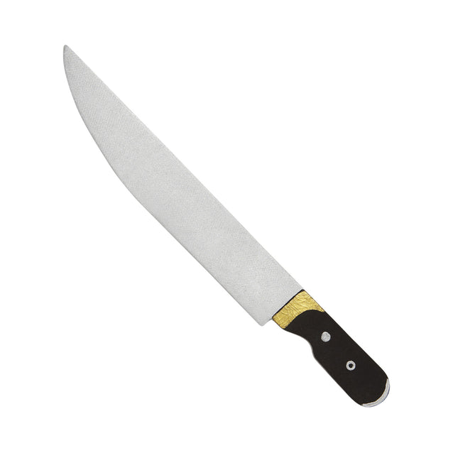 Fałszywy nóż na Halloween srebrny 34 cm