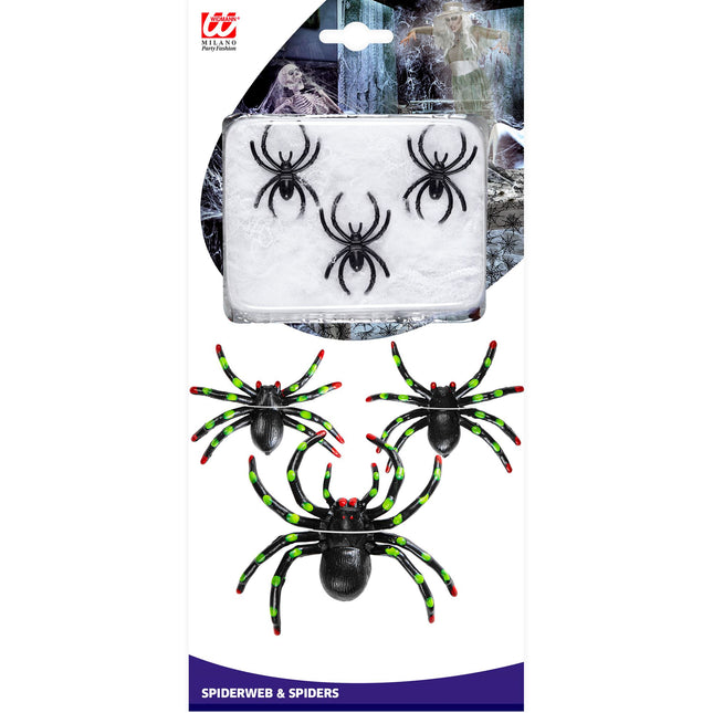 Halloweenowa pajęczyna z pająkami