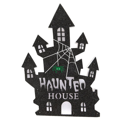 Halloweenowa dekoracja ścienna Nawiedzony dom ze światłem