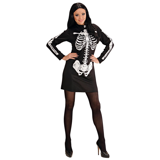Sukienka na Halloween Black White Ladies Skeleton