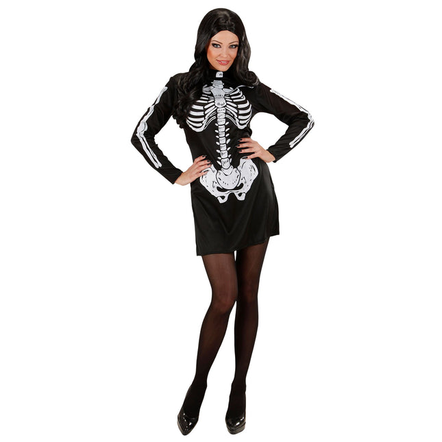 Sukienka na Halloween Black White Ladies Skeleton
