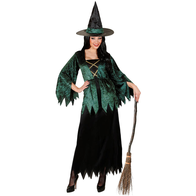 Sukienka na Halloween Zielona damska czarownica