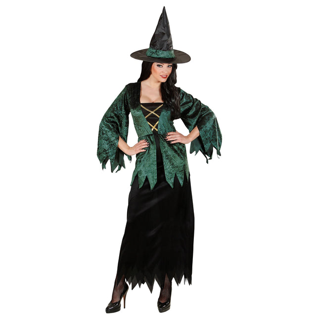Sukienka na Halloween Zielona damska czarownica