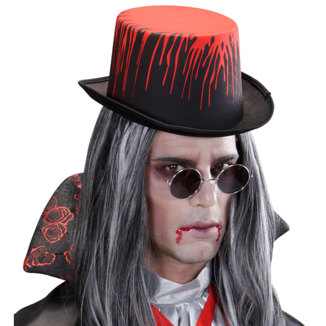 Kapelusz na Halloween czarny ociekający krwią
