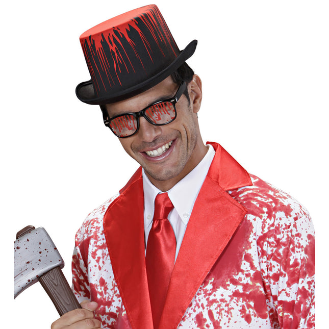 Kapelusz na Halloween czarny ociekający krwią