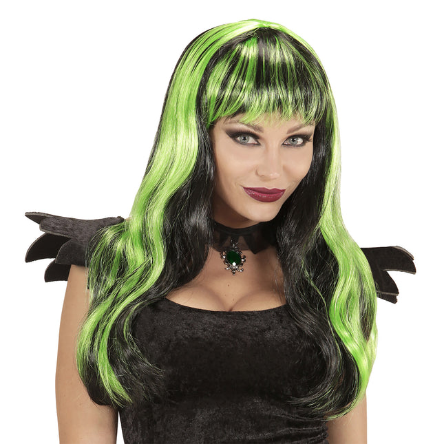 Peruka na Halloween Czarny Zielony