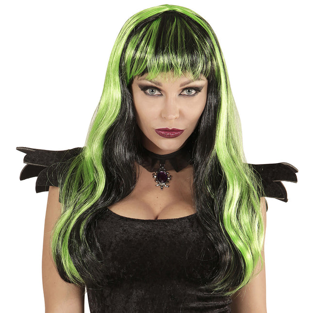 Peruka na Halloween Czarny Zielony