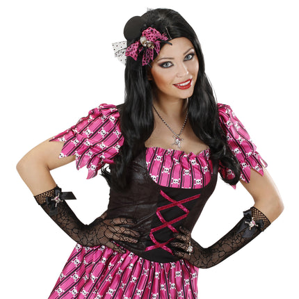 Rękawiczki na Halloween z pajęczyną i czaszką