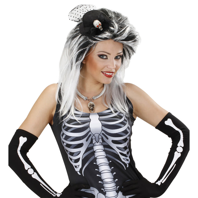 Halloweenowy kapelusz czaszka mini