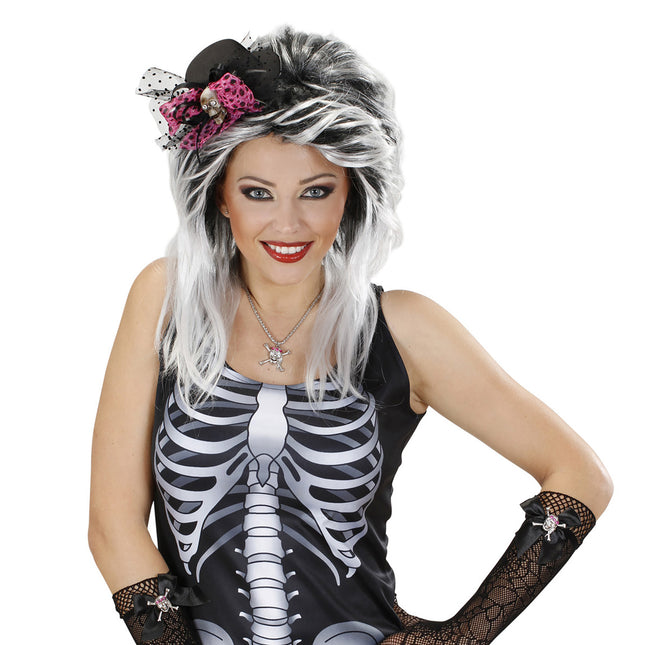 Halloweenowy kapelusz czaszka z kokardą