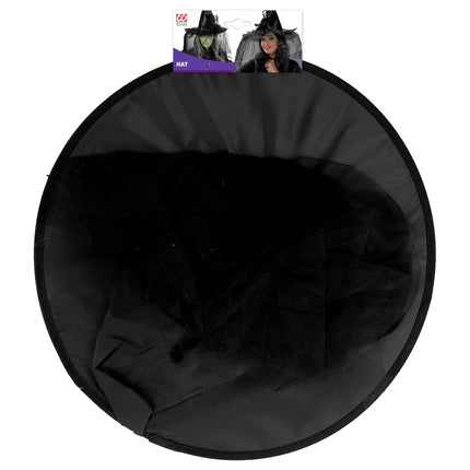 Halloweenowy kapelusz czarownicy z welonem i pająkiem