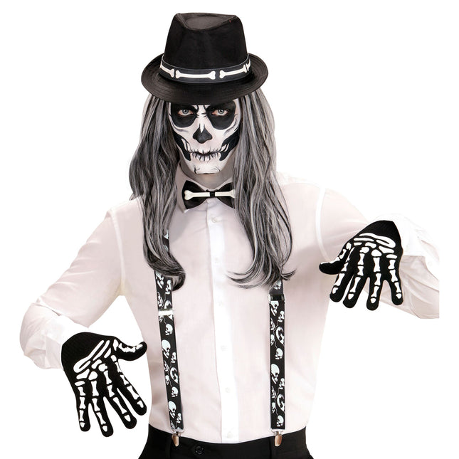 Szelki na Halloween Czarne Białe Czaszki