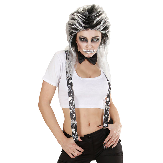 Szelki na Halloween Czarne Białe Czaszki