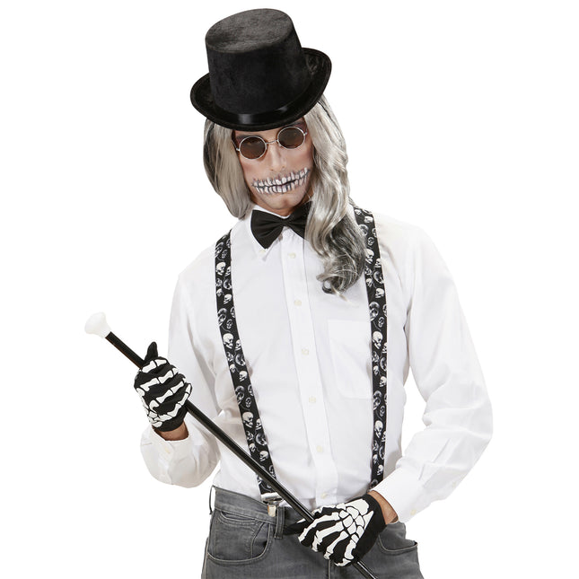 Szelki na Halloween Czarne Białe Czaszki