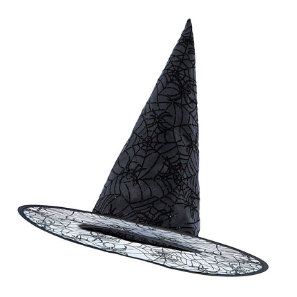 Kapelusz czarownicy na Halloween z czarnym brokatem