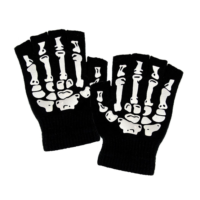 Rękawiczki na Halloween Czarny Biały Szkielet Bez Palców