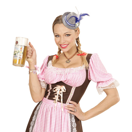 Kapelusz Oktoberfest Tiroler Mini z niebieskimi piórami