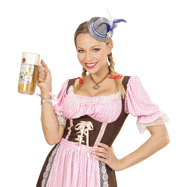 Kapelusz Oktoberfest Tiroler Mini z niebieskimi piórami