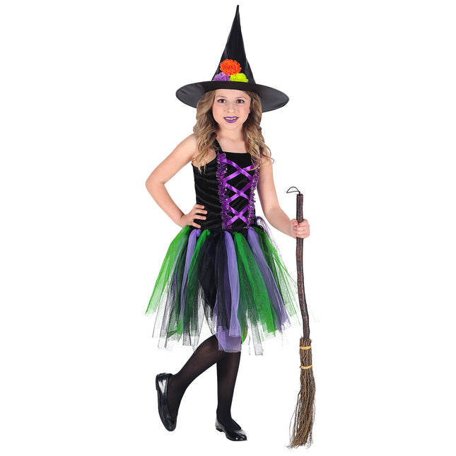 Sukienka na Halloween czarna fioletowa dla dziewczynki