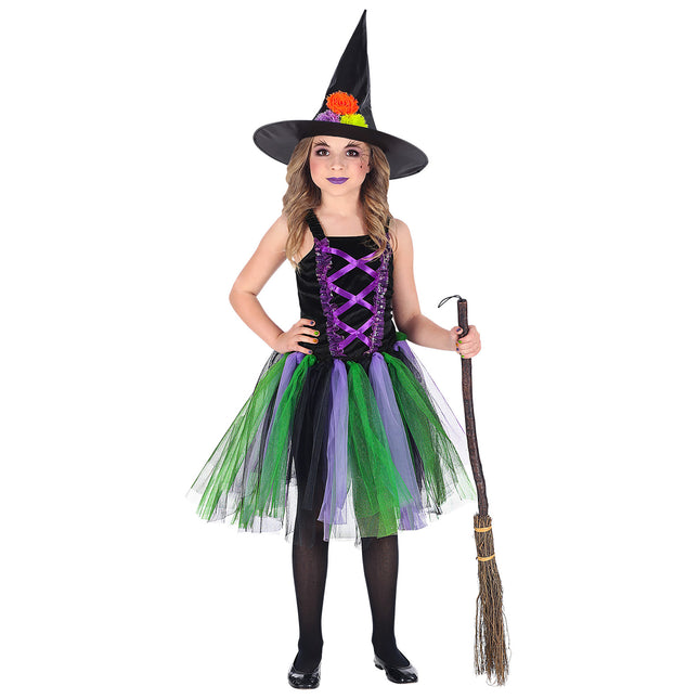 Sukienka na Halloween czarna fioletowa dla dziewczynki