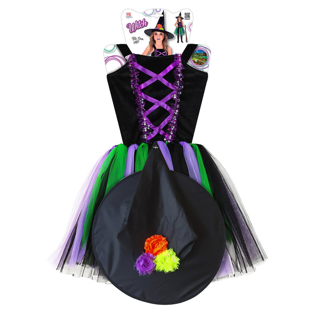 Sukienka na Halloween czarna fioletowa dla dziewczynki