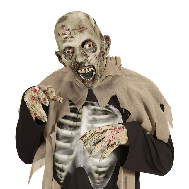 Maska na Halloween Zielony Zombie