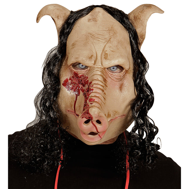 Maska na Halloween Beżowa Świnia