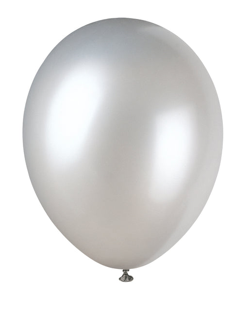 12" Perłowe balony Premium, 8 sztuk - srebrne błyszczące