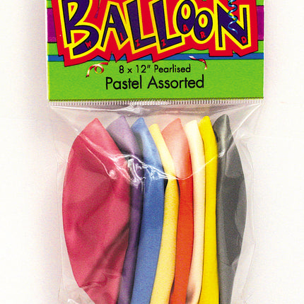 12" Perłowe balony premium, 8 sztuk - różne pastelowe