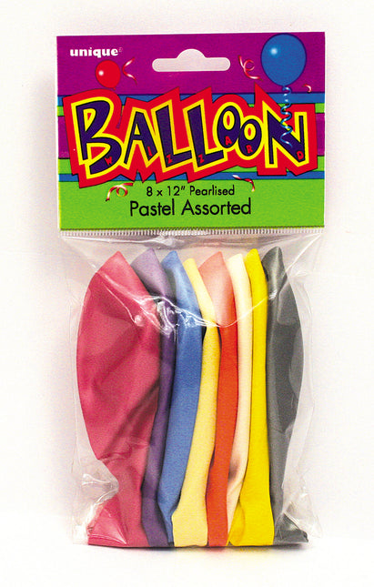 12" Perłowe balony premium, 8 sztuk - różne pastelowe
