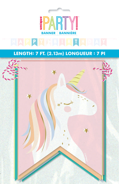 Dainty Unicorn "Happy Birthday" Pennant Banner, 7 ft