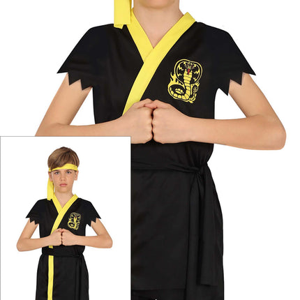 Kostium Ninja Czarny Żółty Chłopiec