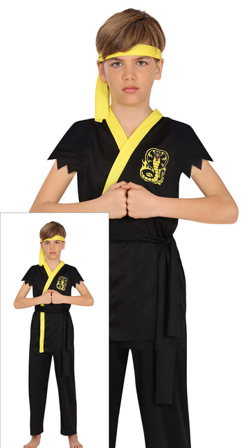 Kostium Ninja Czarny Żółty Chłopiec