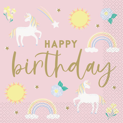 Serwetki obiadowe Dainty Unicorn "Happy Birthday", 16 szt.