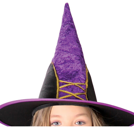 Kostium czarownicy na Halloween dla dziecka aksamitny