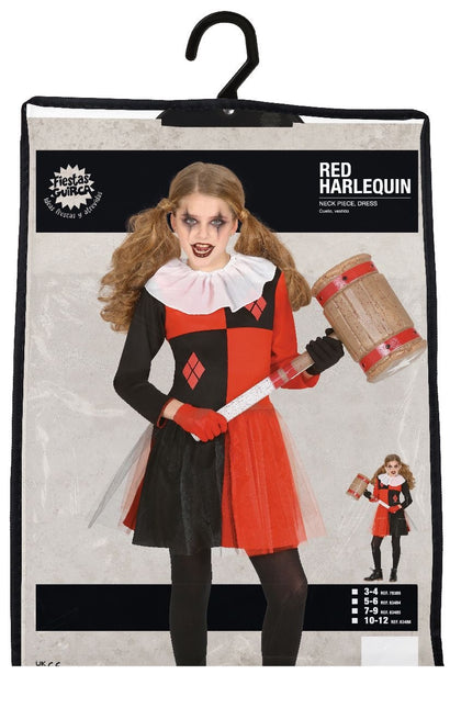 Kostium Harlequin na Halloween dla dziecka czarno-czerwony