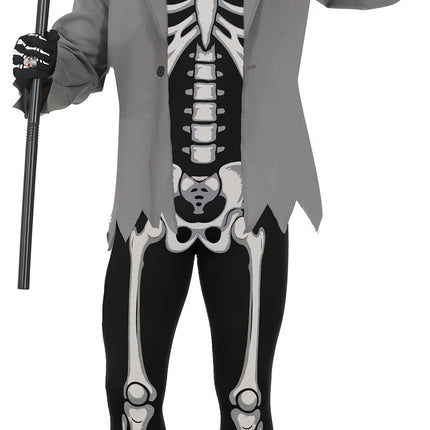 Halloween Kostuum Wit Zwart Heren Skelet 3 delig