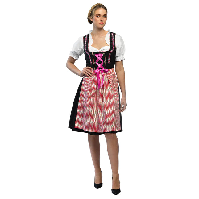 Czerwono-czarna sukienka Dirndl Oktoberfest Ladies