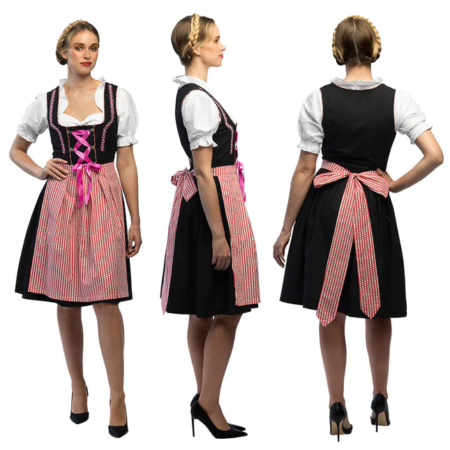 Czerwono-czarna sukienka Dirndl Oktoberfest Ladies