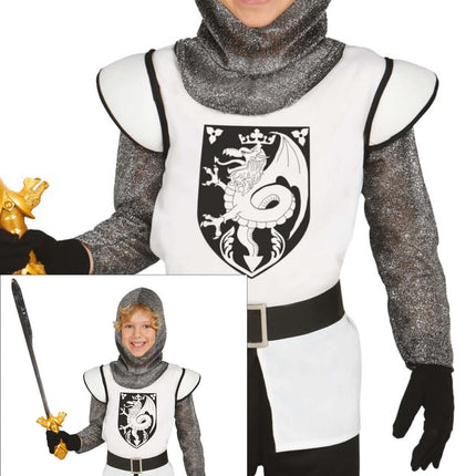 Kostium średniowiecznego rycerza dla dziecka srebrny