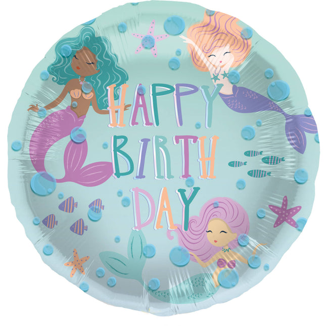 Urodzinowy balon helowy syrenka pusty 45 cm
