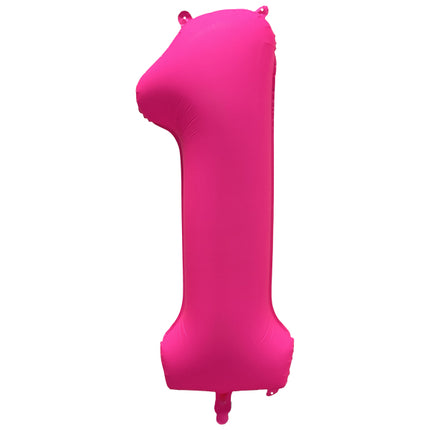 Balon z figurką na 1 rok Neon Różowy Pusty 86cm