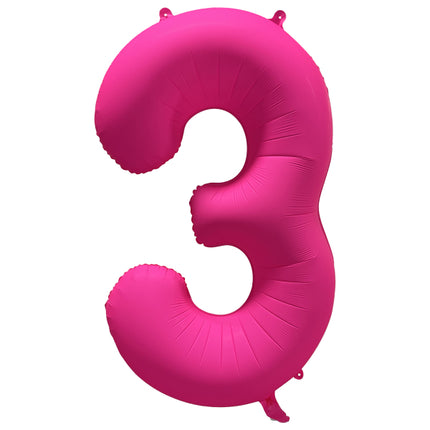 Balon z figurką na 3 lata Neon Różowy Pusty 86cm