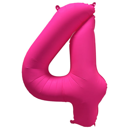 Balon z postacią na 4 lata Neon Różowy Pusty 86cm