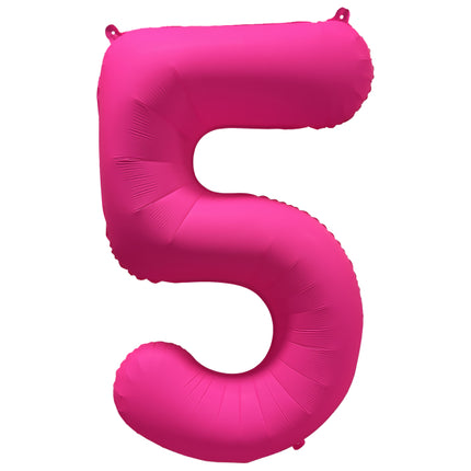 Balon z figurką na 5 lat Neon Różowy Pusty 86cm