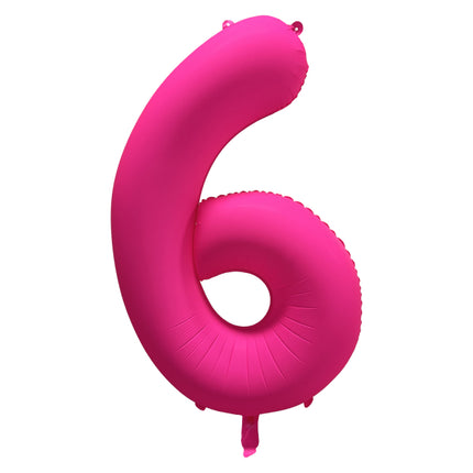 Balon z figurką na 6 lat Neon Różowy Pusty 86cm
