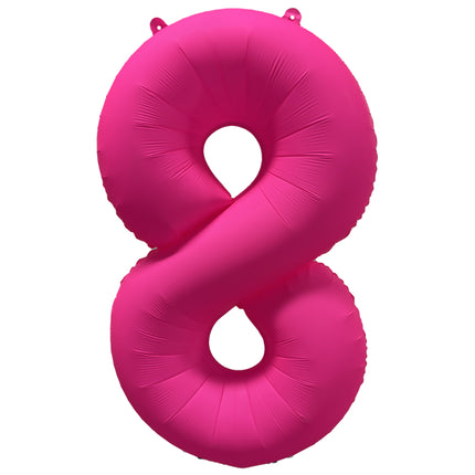 Balon z figurką na 8 lat Neon Różowy Pusty 86cm