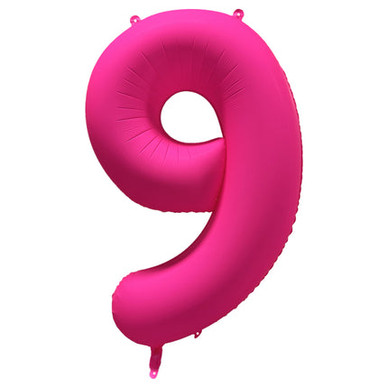 Balon z figurką na 9 lat Neon Różowy Pusty 86cm