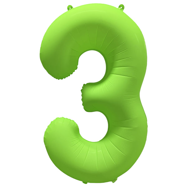 Balon z figurką na 3 rok Neon Zielony Pusty 86cm